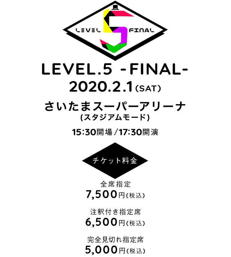 『LEVEL.4 in さいたまスーパーアリーナ』2018.12.26(WED) さいたまスーパーアリーナ 16:30開場/17:30開演 チケット料金6,500円(税込)